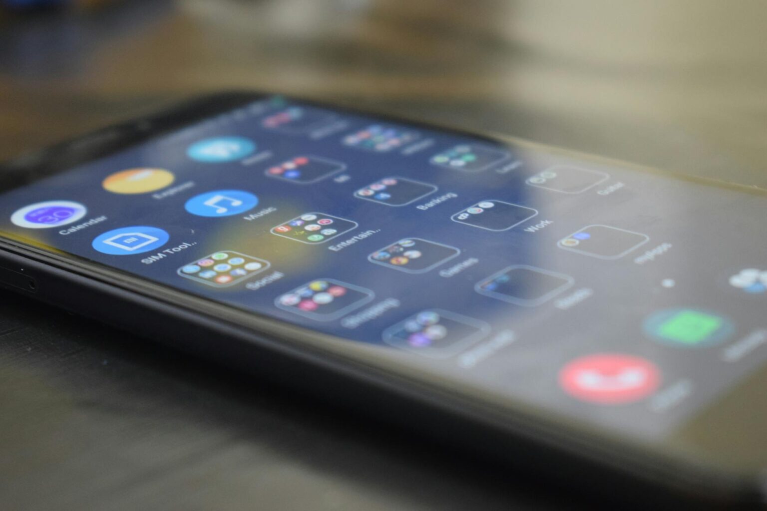 Modern smartphone displaying advanced file management interface with multiple folders and navigation options