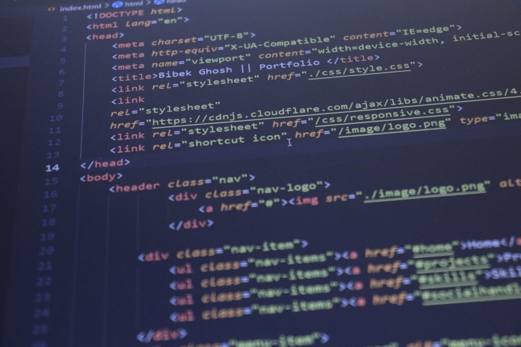 Computer screen displaying code editor interface with syntax highlighting