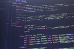Computer screen displaying code editor interface with syntax highlighting