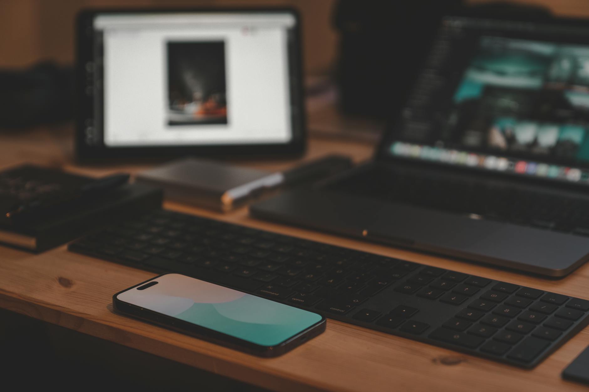 Modern smartphone with physical keyboard accessory attached showing professional mobile productivity setup