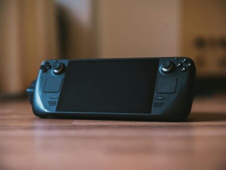 Modern gaming handheld device with controller buttons and screen