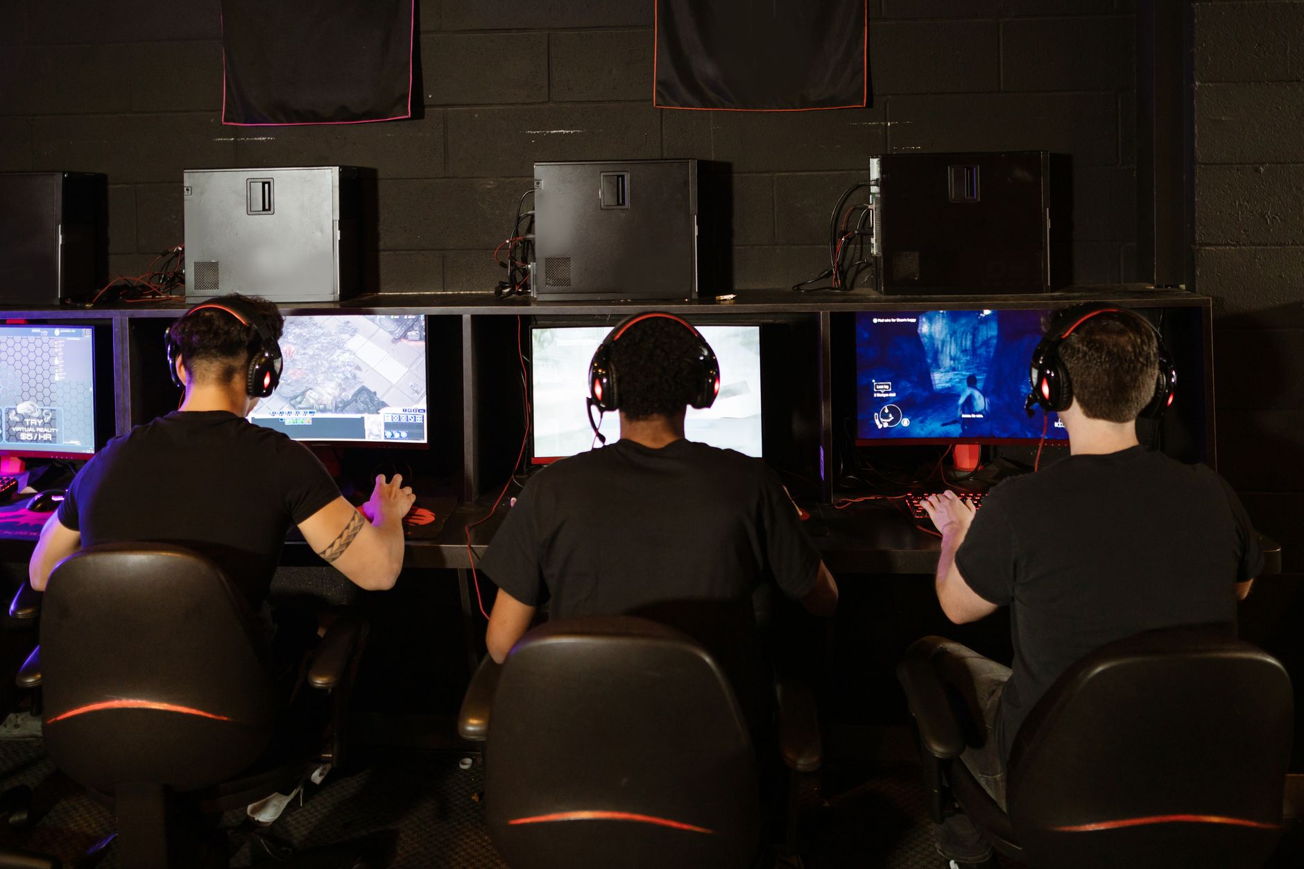 Close-up of a gaming monitor displaying colorful gameplay visuals