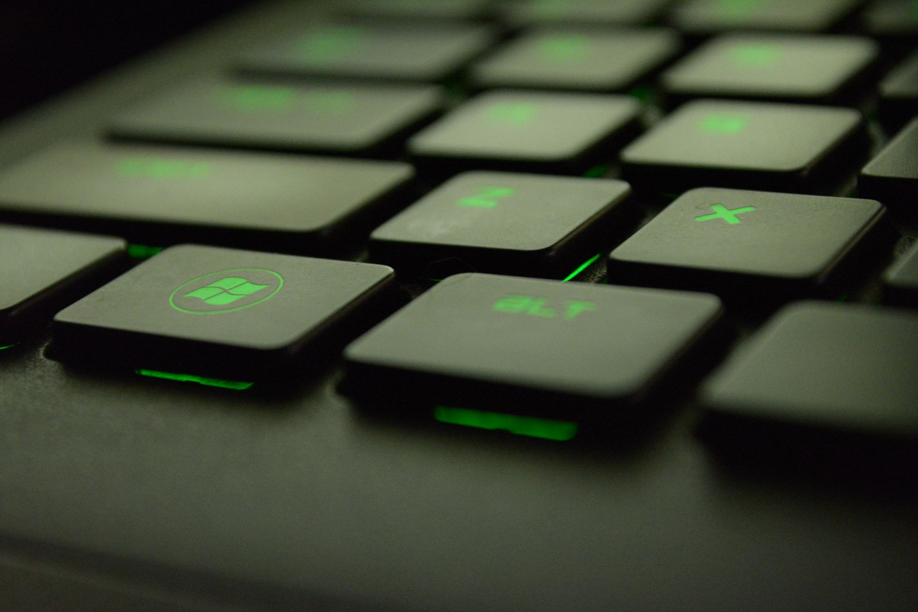 Close-up of a mechanical keyboard being used during PC gaming
