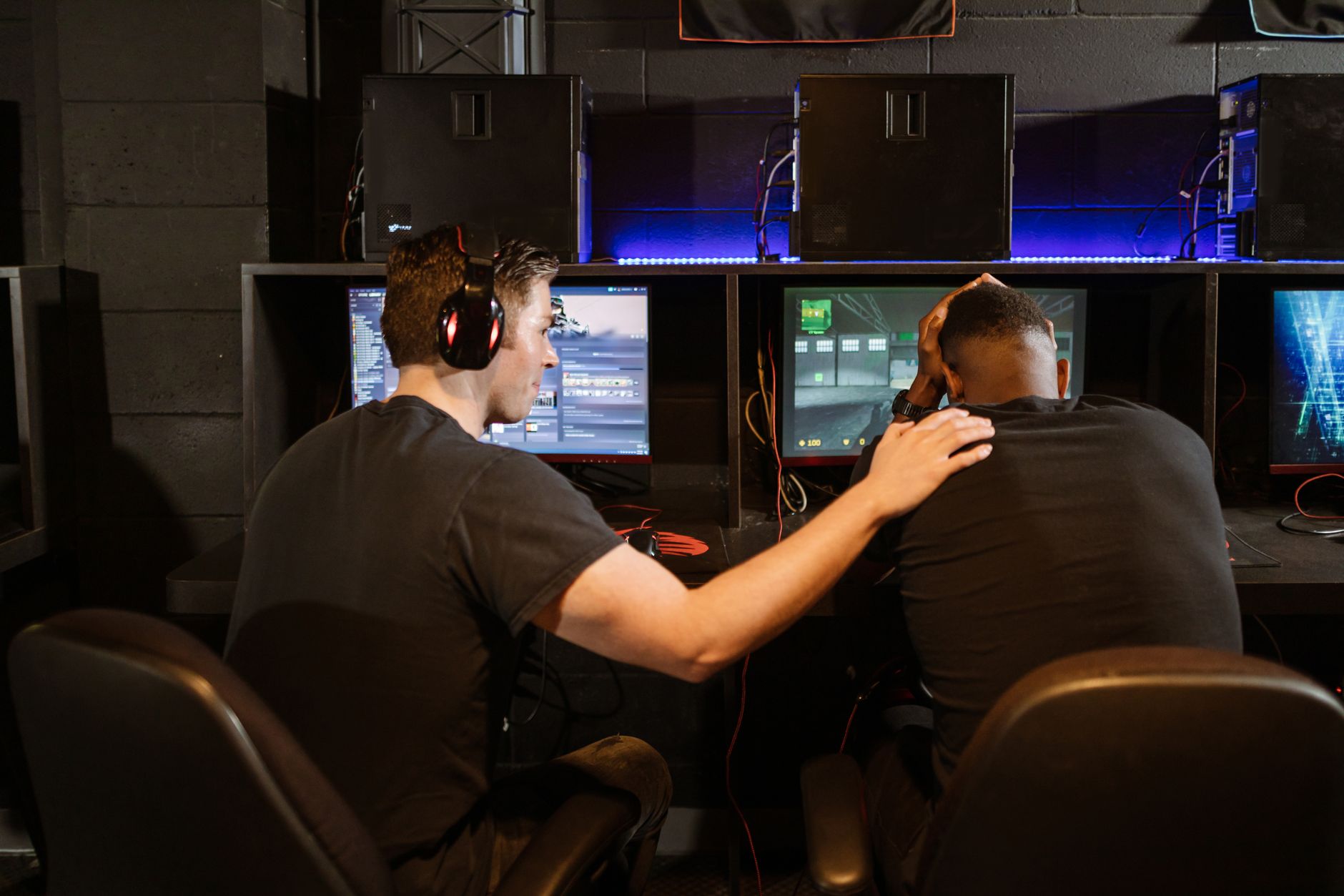 Gamer looking at a screen with a disappointed expression